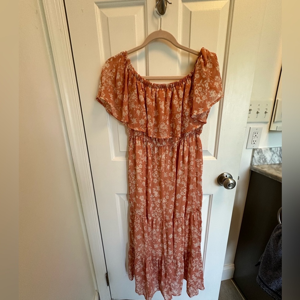 Pinkblush Midi Maternity Dress Off The Shoulder